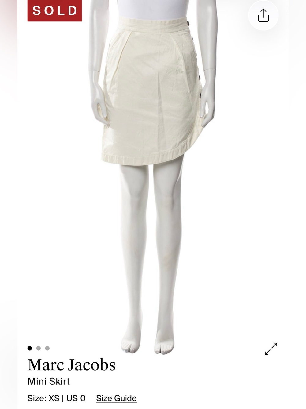 Marc Jacobs Ivory Asymmetrical Button-Trim Skirt
